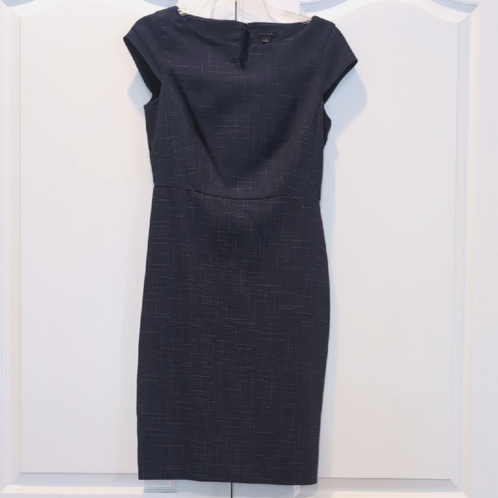 Ann Taylor Navy Midi Dress With A Slit In The Back